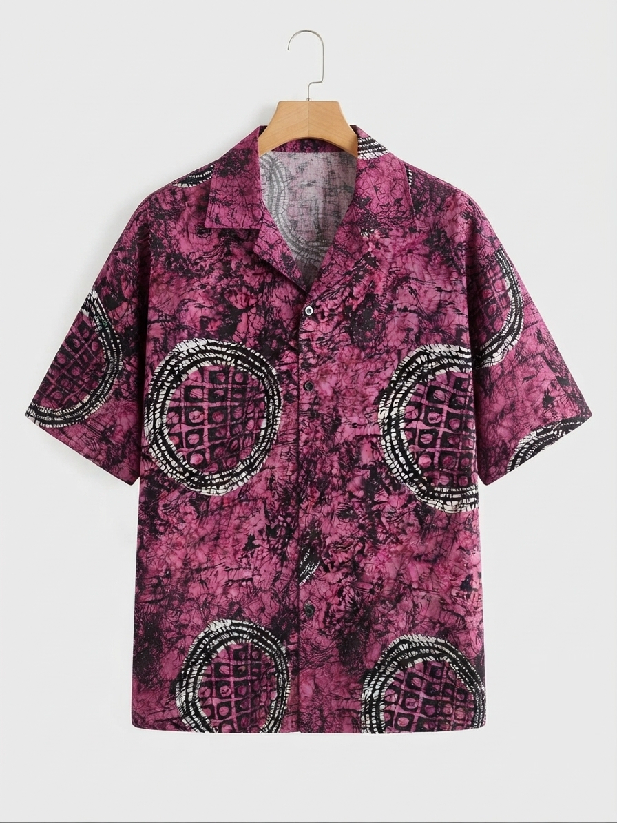 Custom Designer Short-Sleeve Silk Lapel Shirt