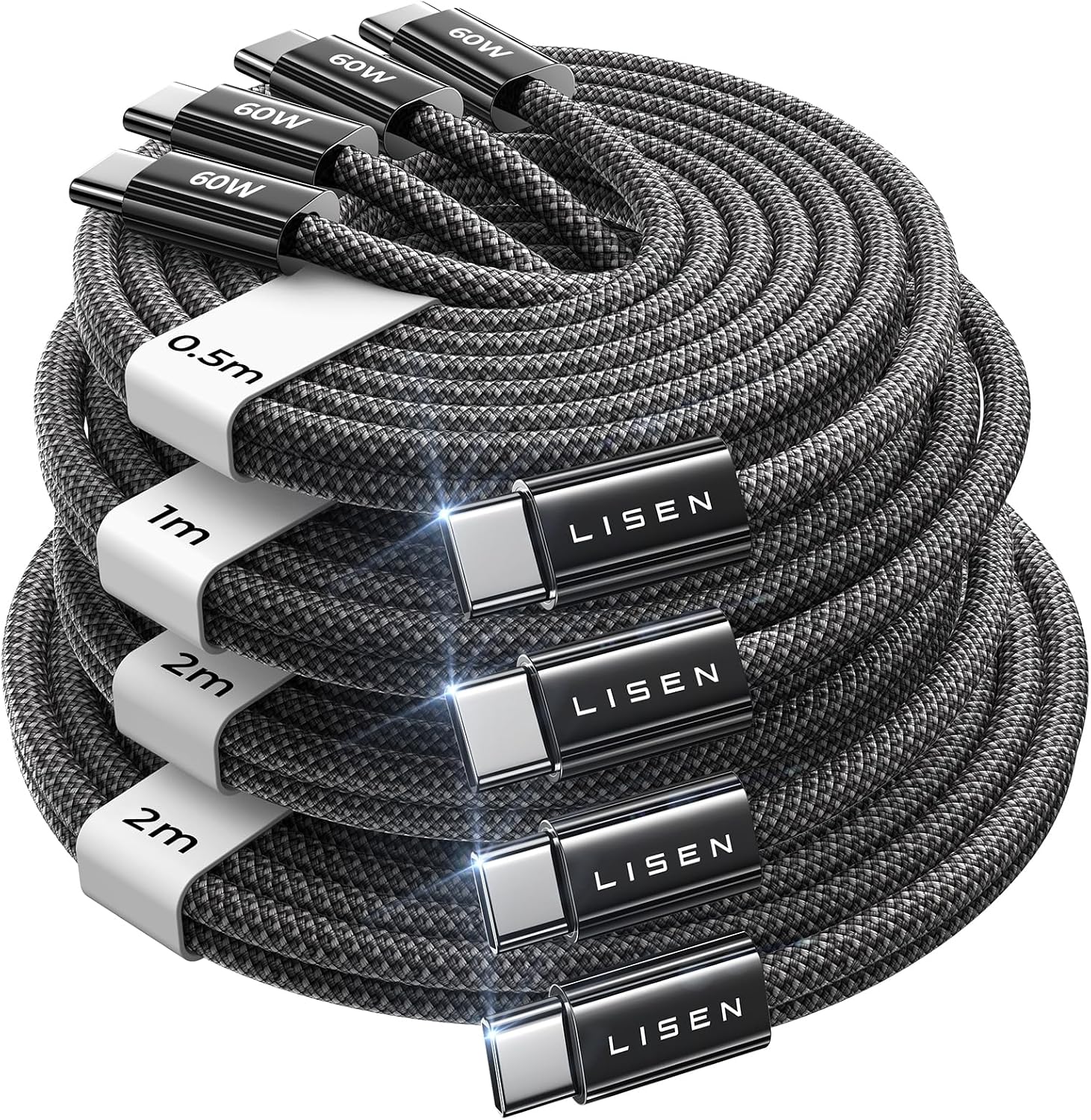 LISEN USB C to USB C Cable Charger 60W 4-Pack for sale on BNS