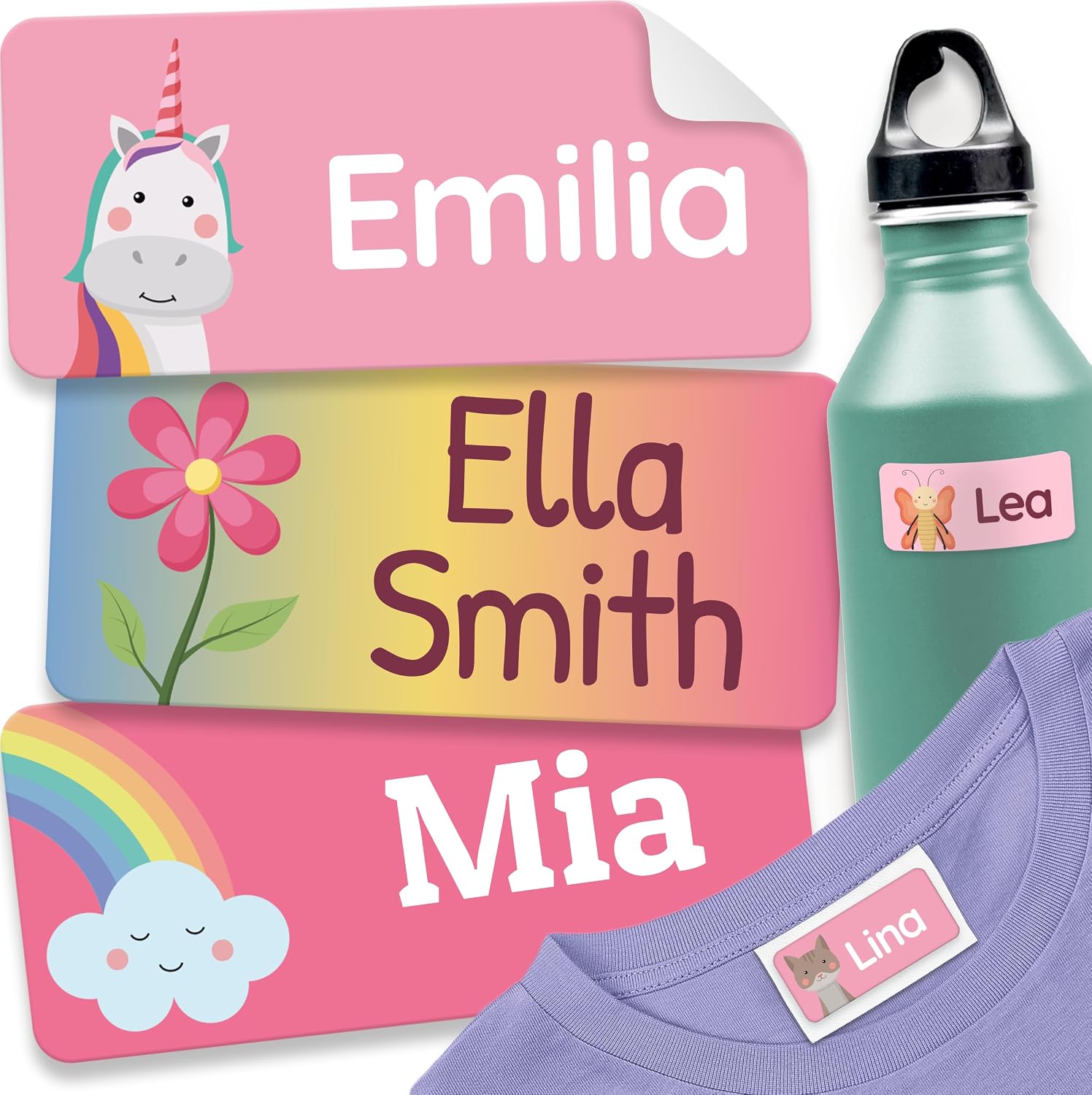 Personalised Washable Name Tags for Clothing, Iron On Labels for Kids School Uniform & Daycare, Custom Permanent Fabric Sticker Tag (10, White) for sale on BNS
