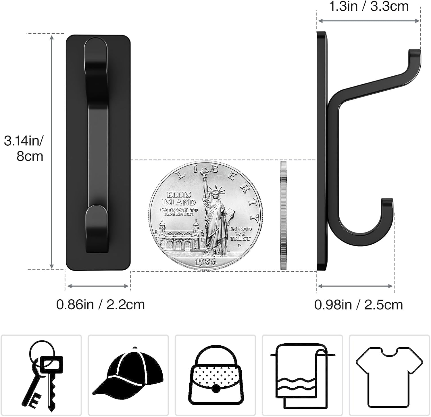 Adhesive Sticky Hooks, 10 Pack Heavy Duty No-Drill Hooks for Walls for sale on BNS