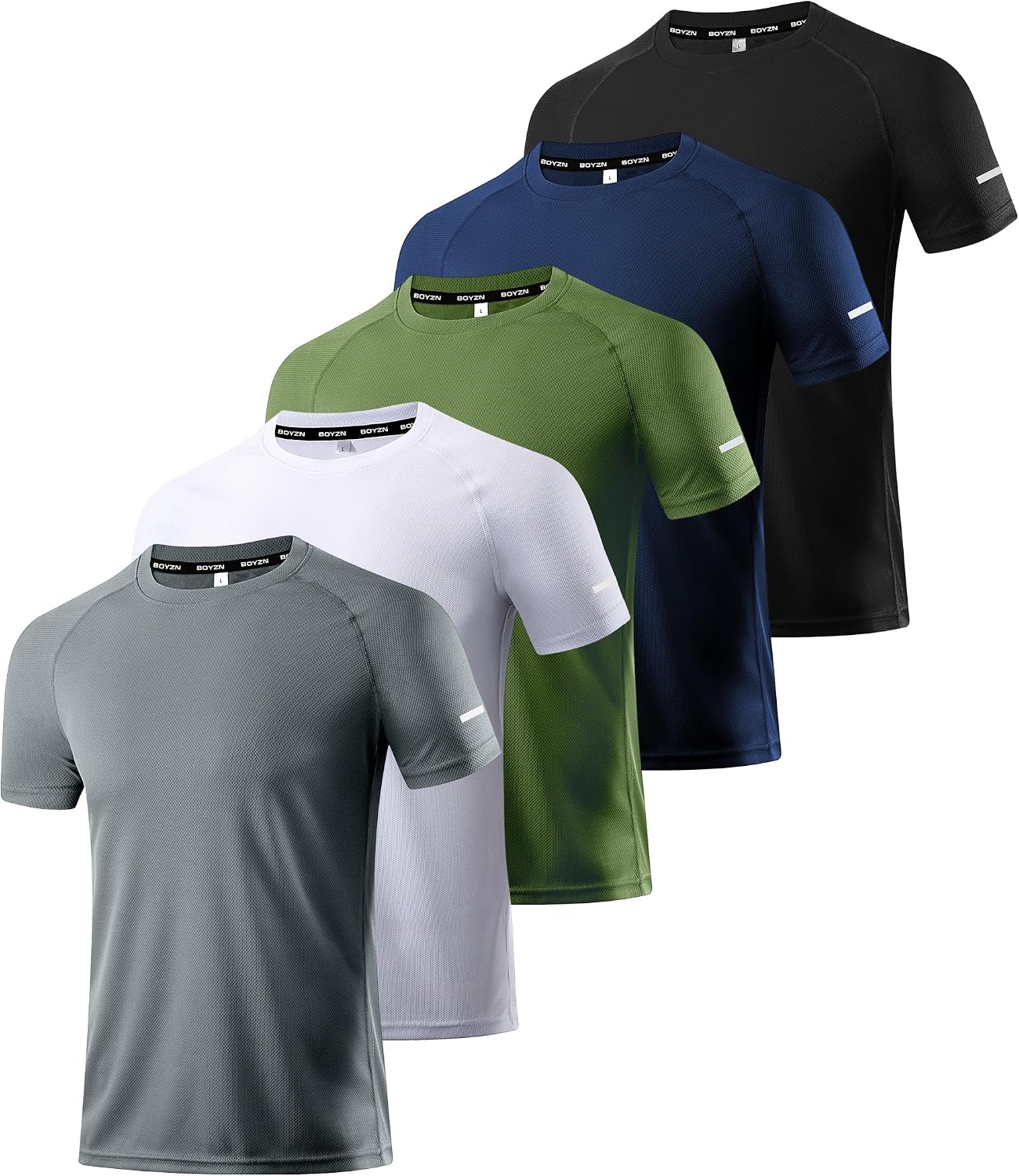 5 Pack Workout Shirts for Men - Activewear Tops Gym Shirts Dry Fit Moisture Wicking Running Short Sleeve Athletic T-Shirts for sale on BNS