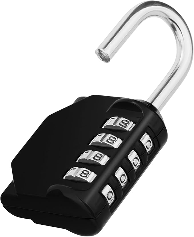 ZHEGE Combination Padlock, 4 Digit Resettable Combination Lock Weatherproof Padlock for School Gym Locker, Outdoor Fence, Hasp Storage (Black) for sale on BNS