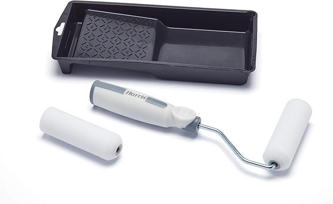Harris Seriously Good Woodwork Mini Roller Set 4in, Tray, Roller Frame, Gloss Roller Sleeves for sale on BNS