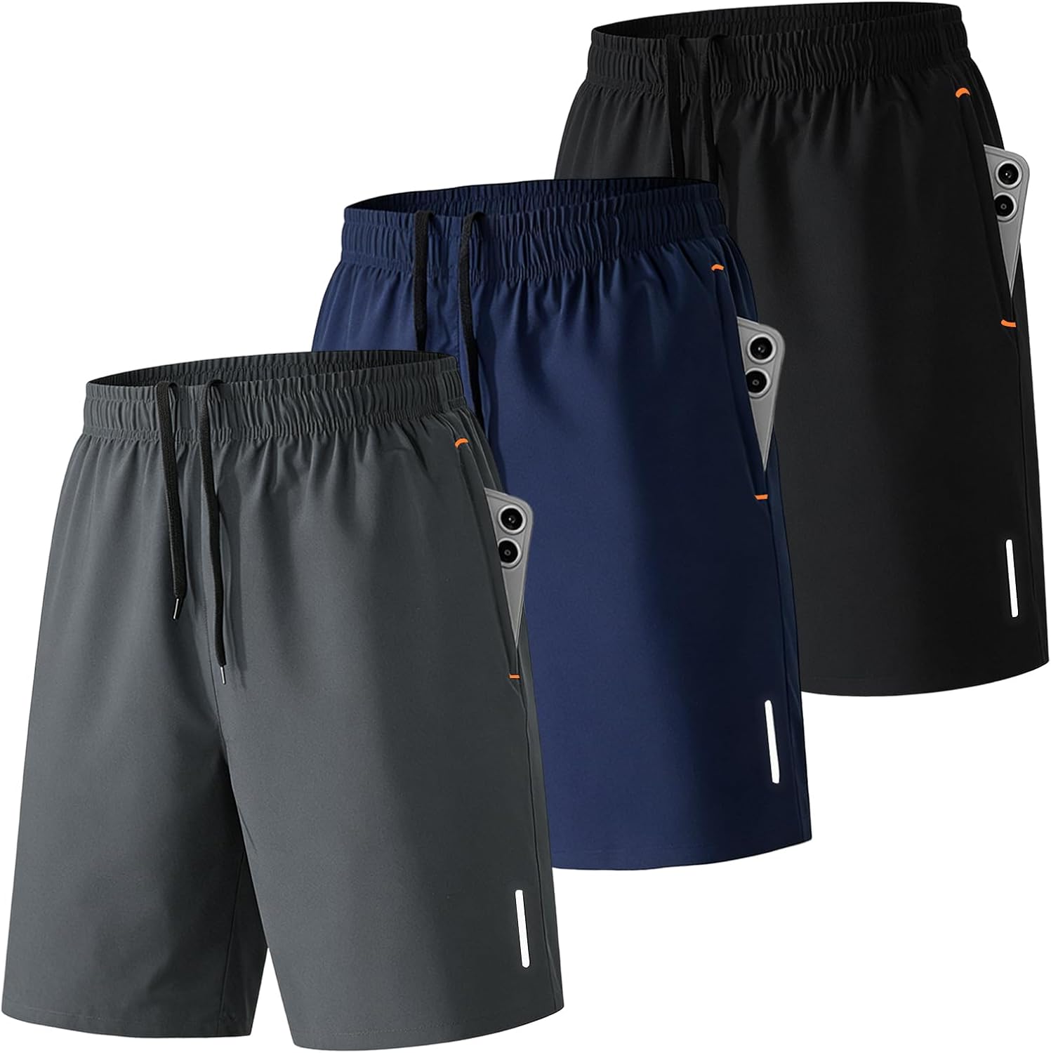 SHAGGA Men's 3-Pack Lightweight Running Shorts with Pockets for sale on BNS