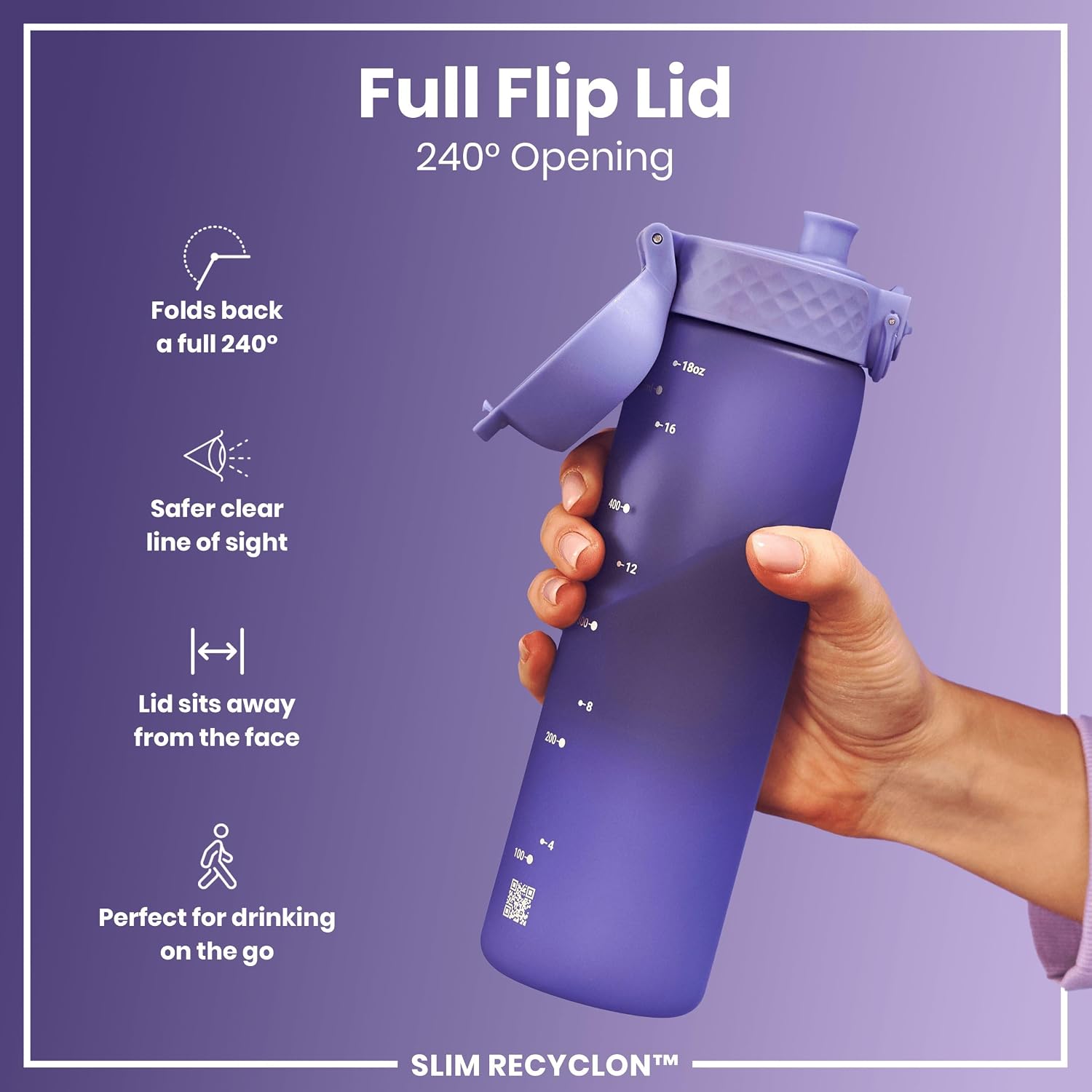 Ion8 Leak Proof Water Bottle, 500ml/18oz, Purple for sale on BNS